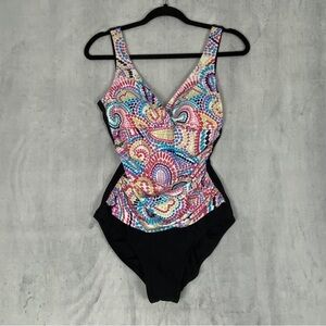 Beach Diva One Piece Swimsuit Size 10 Padded Cups Ruched Sides